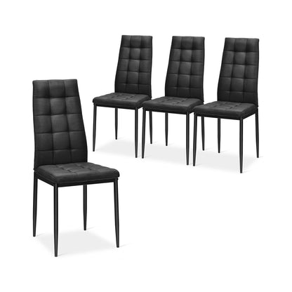 Set of 4 Fabric Dining Chairs, Upholstered Cushion, High Back, Black Dining Chairs Black at Gallery Canada