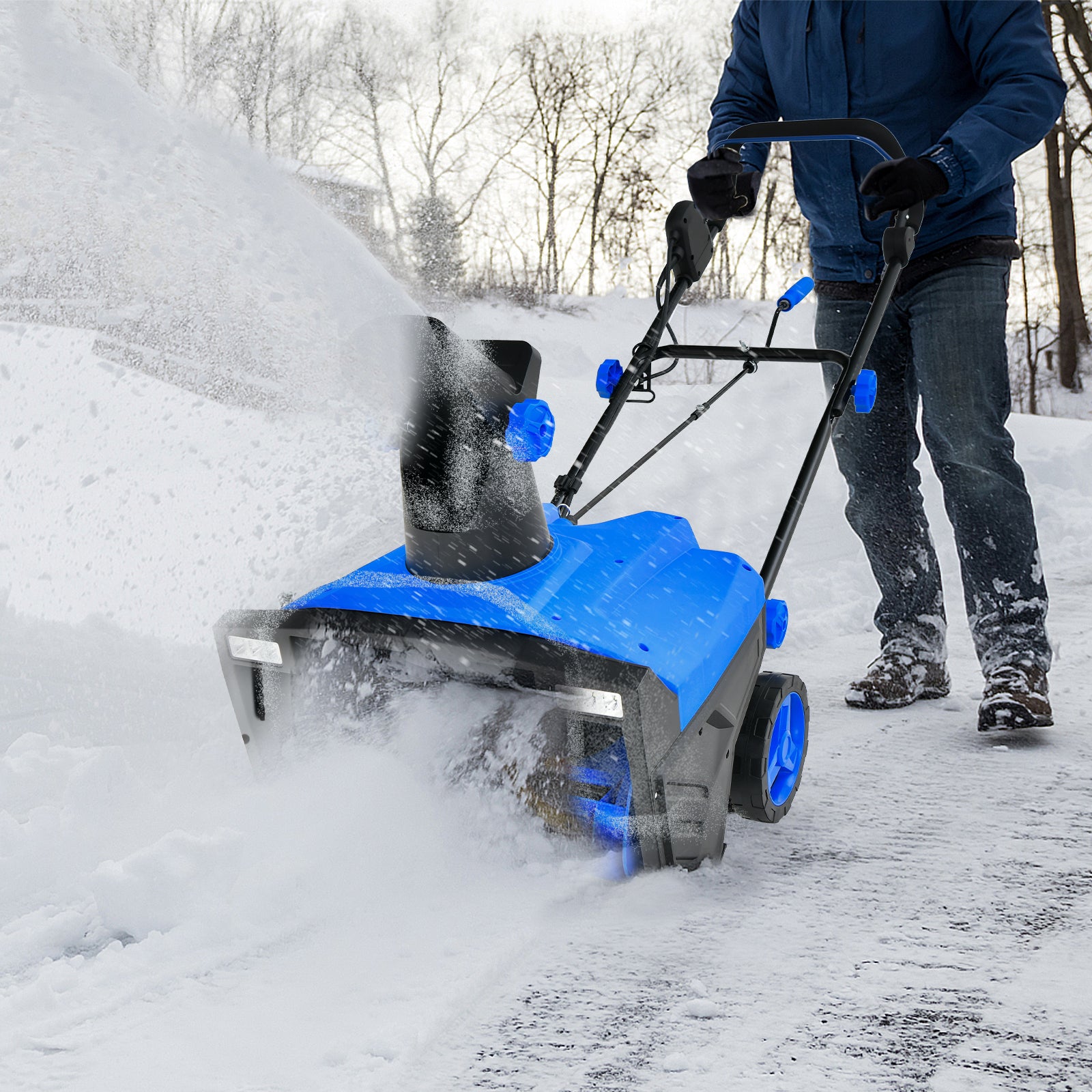 20 Inch 120V 15Amp Electric Snow Thrower, 180° Rotatable Chute, Blue Snow Removal at Gallery Canada