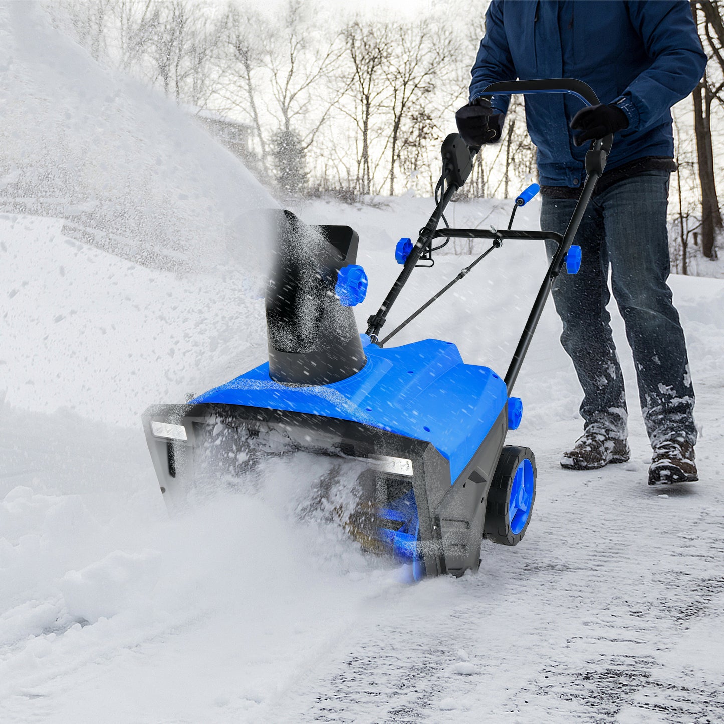20 Inch 120V 15Amp Electric Snow Thrower, 180° Rotatable Chute, Blue Snow Removal at Gallery Canada