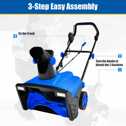 20 Inch 120V 15Amp Electric Snow Thrower, 180° Rotatable Chute, Blue Snow Removal at Gallery Canada