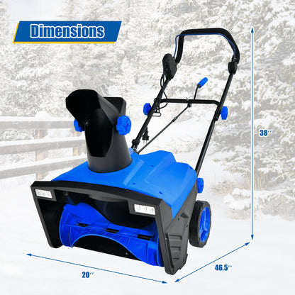 20 Inch 120V 15Amp Electric Snow Thrower, 180° Rotatable Chute, Blue Snow Removal at Gallery Canada