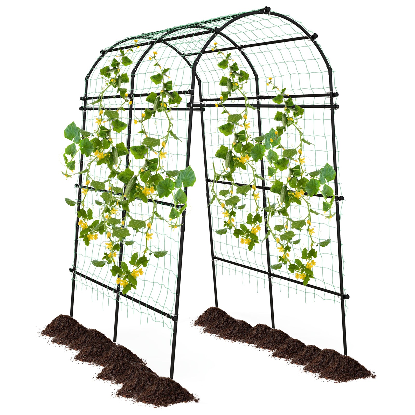 7.5 Feet Garden Arch Trellis, PE Coated Metal, Black Outdoor Decor at Gallery Canada