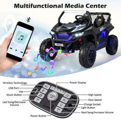 12V 2-Seater Kids Ride On UTV, Slow Start, Music, Black Powered Ride On Toys at Gallery Canada
