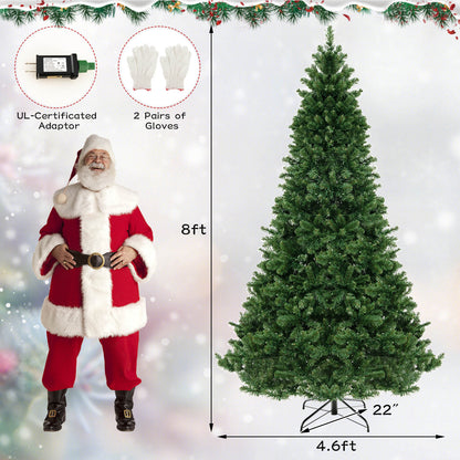 6/7/8 Ft Hinged Christmas Tree, PVC Branch Tips, Warm White LED Lights, 8 Ft, Green Christmas Tree at Gallery Canada