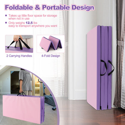 Folding Gymnastics Mat, With Carry Handles, Sweatproof Cover, Pink Yoga & Gym Mats at Gallery Canada