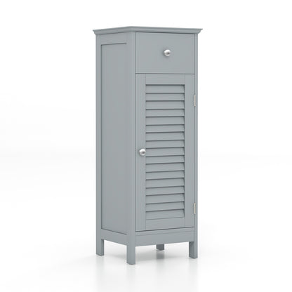 Wooden Bathroom Floor Storage Cabinet, With Drawer And Shutter Door, Gray Floor Cabinets Gray at Gallery Canada
