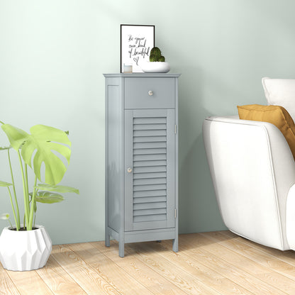 Wooden Bathroom Floor Storage Cabinet, With Drawer And Shutter Door, Gray Floor Cabinets at Gallery Canada