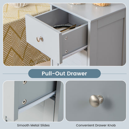 Wooden Bathroom Floor Storage Cabinet, With Drawer And Shutter Door, Gray Floor Cabinets at Gallery Canada