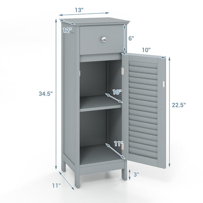 Wooden Bathroom Floor Storage Cabinet, With Drawer And Shutter Door, Gray Floor Cabinets at Gallery Canada