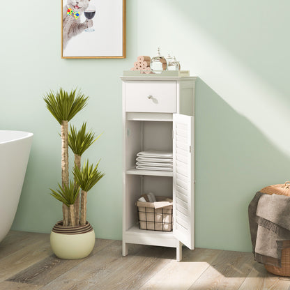Wooden Bathroom Floor Storage Cabinet, Drawer And Shutter Door, White Floor Cabinets at Gallery Canada