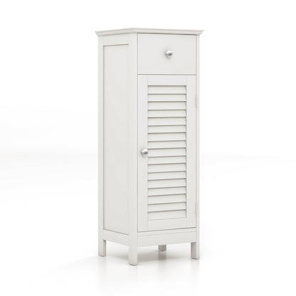 Wooden Bathroom Floor Storage Cabinet, Drawer And Shutter Door, White Floor Cabinets at Gallery Canada