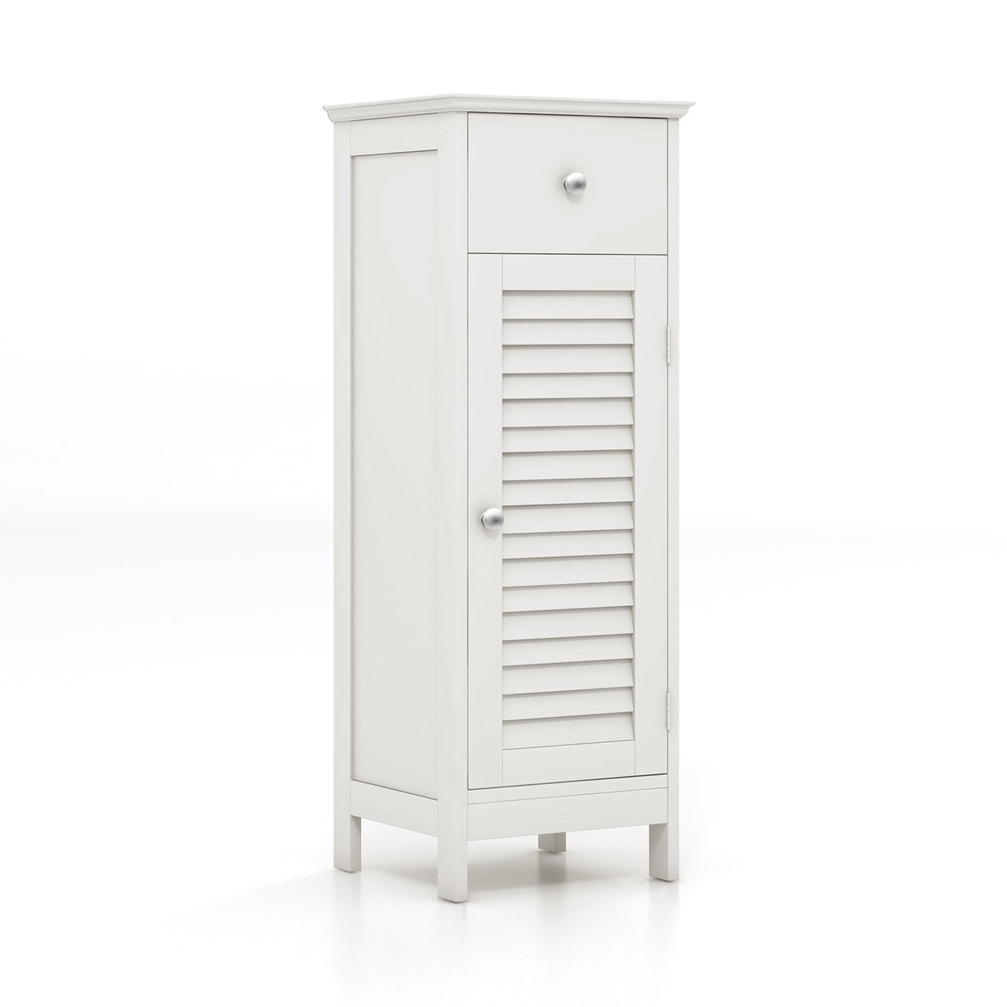 Wooden Bathroom Floor Storage Cabinet, Drawer And Shutter Door, White Floor Cabinets White at Gallery Canada