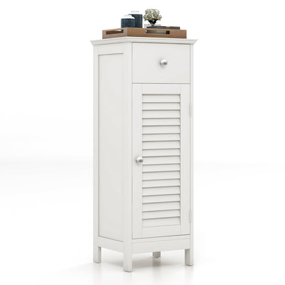 Wooden Bathroom Floor Storage Cabinet, Drawer And Shutter Door, White Floor Cabinets at Gallery Canada