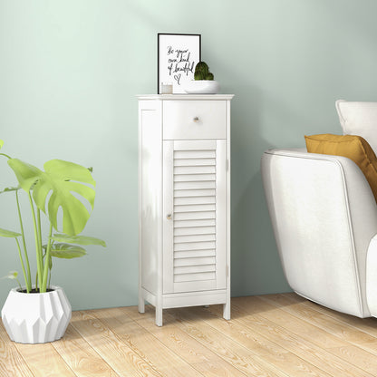 Wooden Bathroom Floor Storage Cabinet, Drawer And Shutter Door, White Floor Cabinets at Gallery Canada