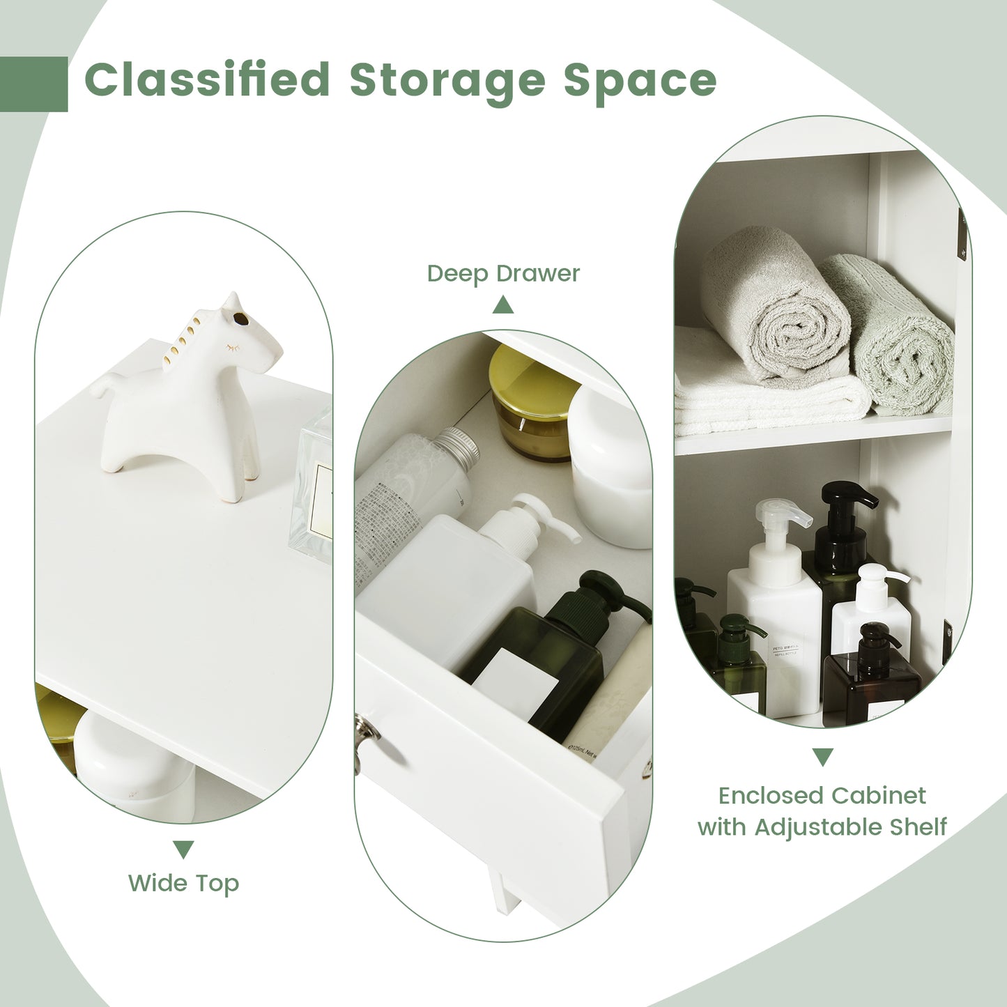 Wooden Bathroom Floor Storage Cabinet, Drawer And Shutter Door, White Floor Cabinets at Gallery Canada