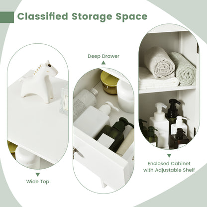 Wooden Bathroom Floor Storage Cabinet, Drawer And Shutter Door, White Floor Cabinets at Gallery Canada