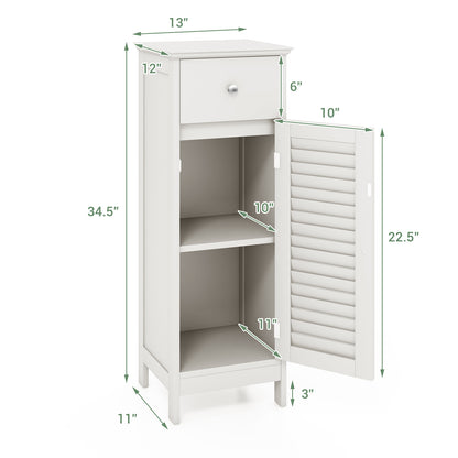 Wooden Bathroom Floor Storage Cabinet, Drawer And Shutter Door, White Floor Cabinets at Gallery Canada