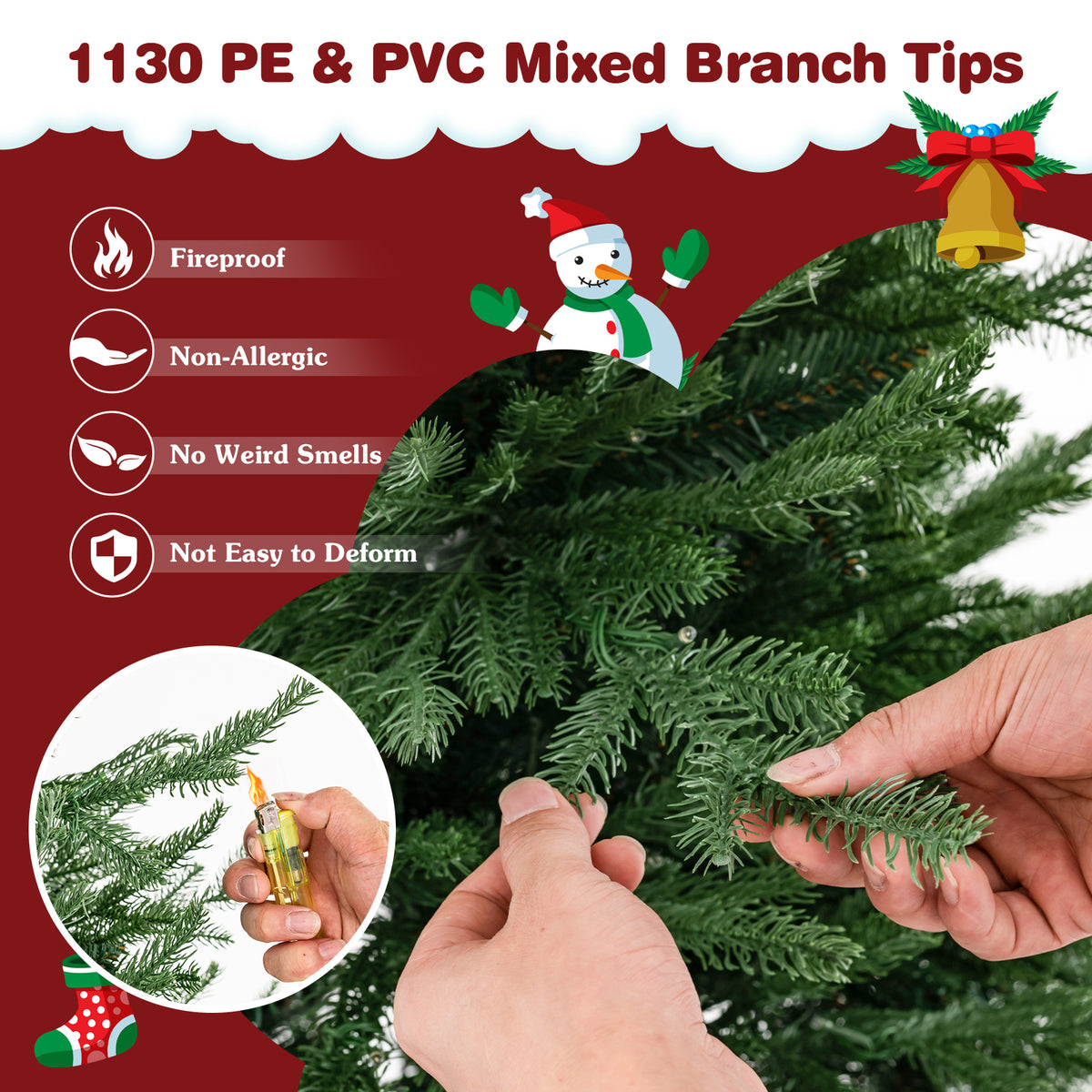 Pre-Lit Christmas Tree, 280 Warm White LED Lights, 8 Modes, 7 ft, Green Christmas Tree at Gallery Canada