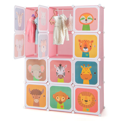 12 Cube Kids Wardrobe Closet, Pink Kids Storage Pink at Gallery Canada
