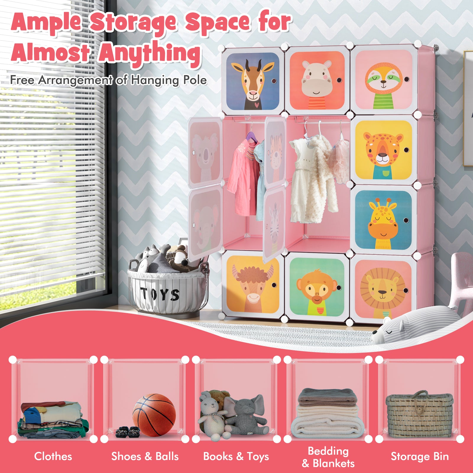 12 Cube Kids Wardrobe Closet, Pink Kids Storage at Gallery Canada