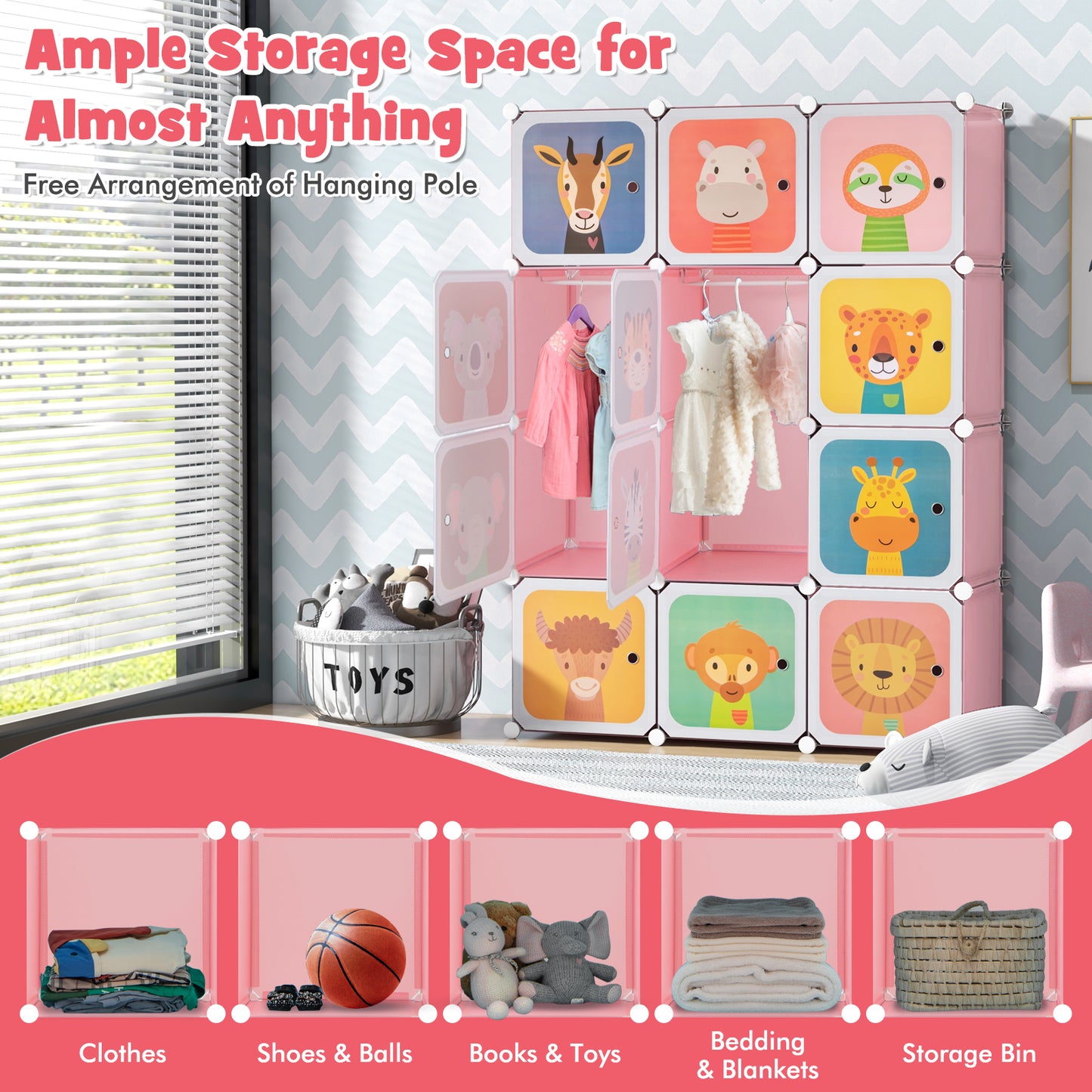 12 Cube Kids Wardrobe Closet, Pink Kids Storage at Gallery Canada
