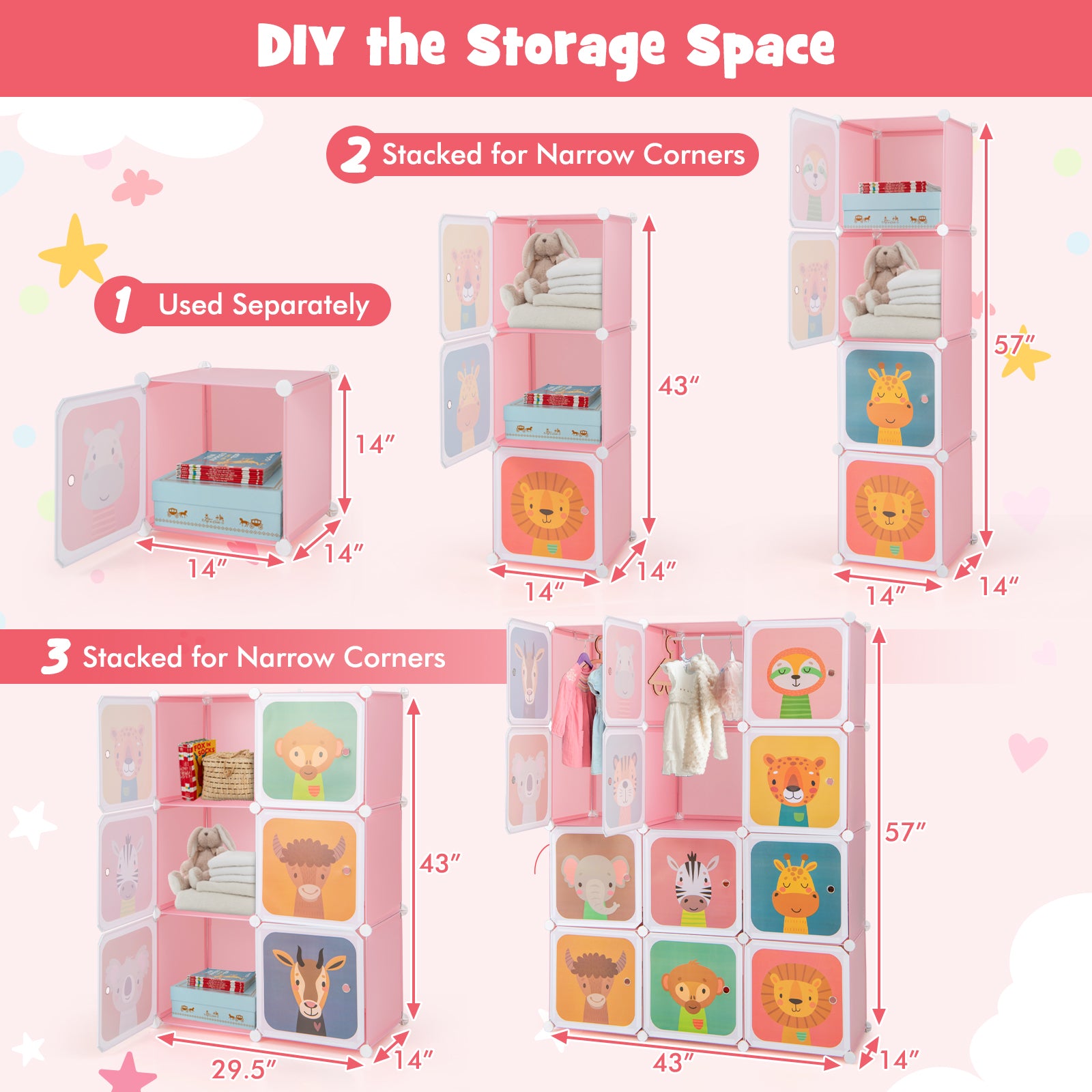 12 Cube Kids Wardrobe Closet, Pink Kids Storage at Gallery Canada