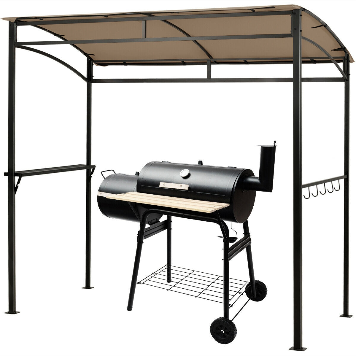 7 x 4.5 Feet Grill Gazebo, Outdoor Patio Garden BBQ Canopy Shelter, Brown Gazebos at Gallery Canada