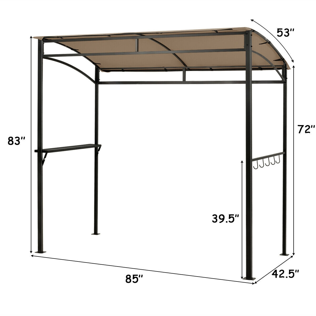7 x 4.5 Feet Grill Gazebo, Outdoor Patio Garden BBQ Canopy Shelter, Brown Gazebos at Gallery Canada