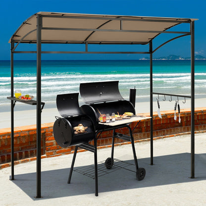 7 x 4.5 Feet Grill Gazebo, Outdoor Patio Garden BBQ Canopy Shelter, Brown Gazebos at Gallery Canada