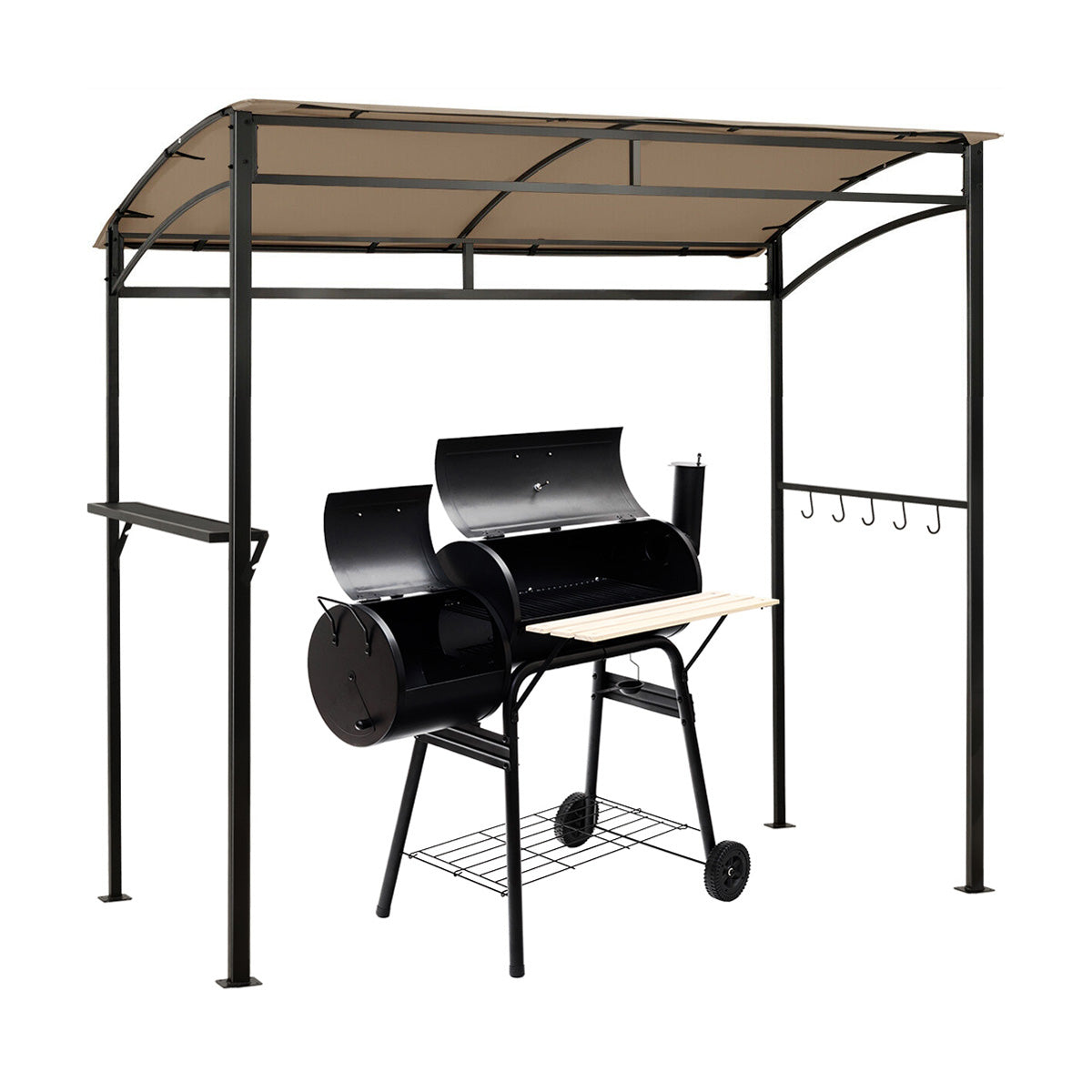 7 x 4.5 Feet Grill Gazebo, Outdoor Patio Garden BBQ Canopy Shelter, Brown Gazebos at Gallery Canada