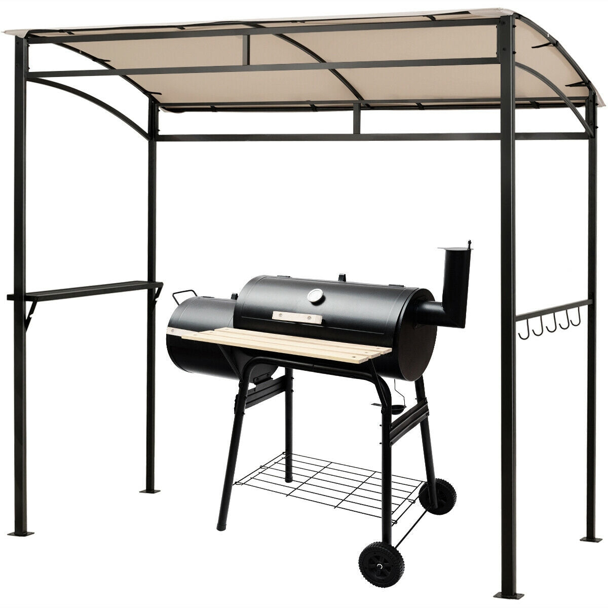 7 x 4.5 Feet Grill Gazebo, Outdoor Patio Garden BBQ Canopy Shelter, Beige Gazebos at Gallery Canada