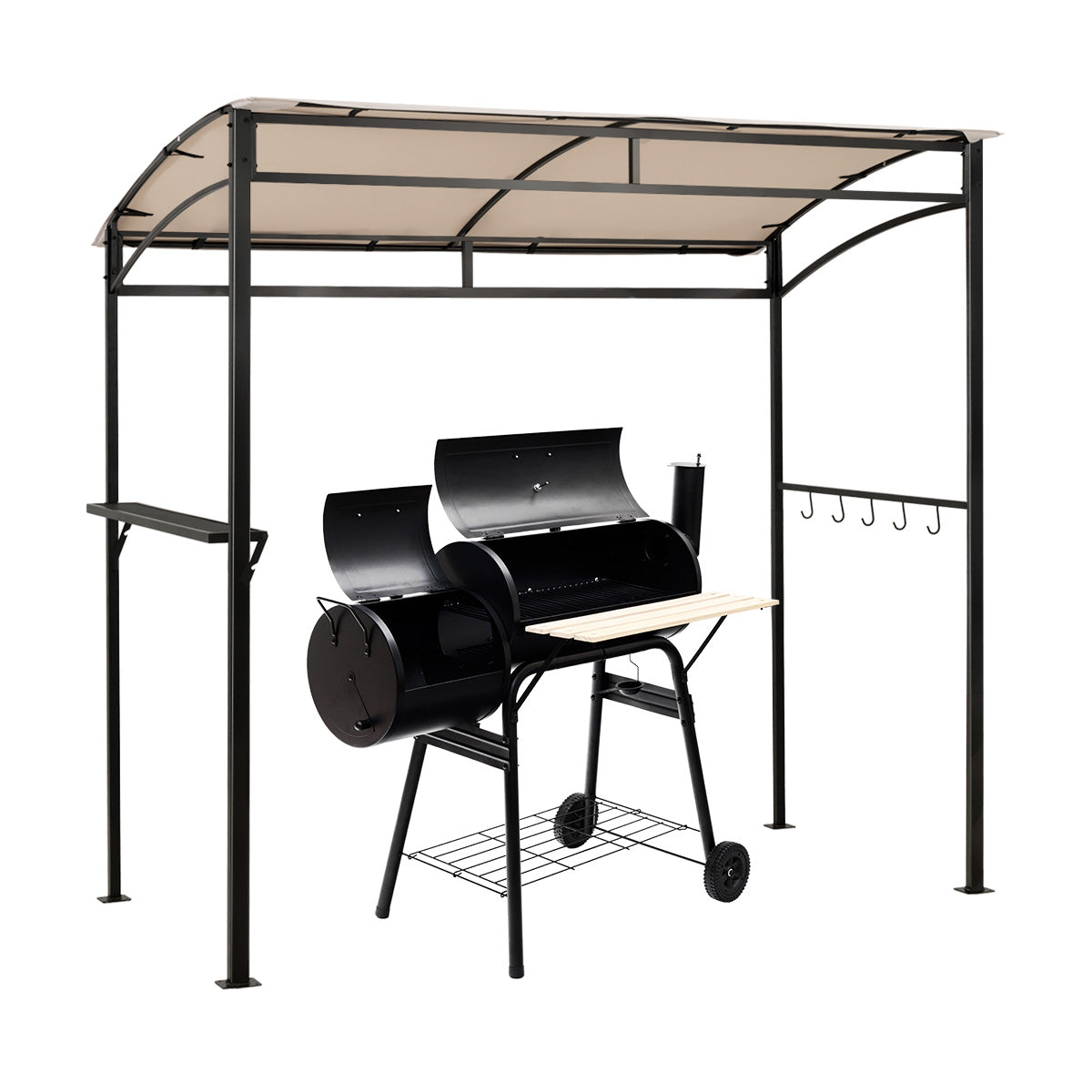 7 x 4.5 Feet Grill Gazebo, Outdoor Patio Garden BBQ Canopy Shelter, Beige Gazebos at Gallery Canada