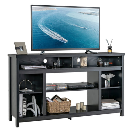 58 Inch TV Stand With Adjustable Shelves, Black Entertainment Centers & TV Stands at Gallery Canada