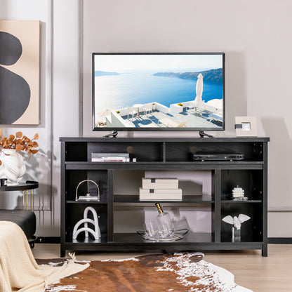 58 Inch TV Stand With Adjustable Shelves, Black Entertainment Centers & TV Stands at Gallery Canada