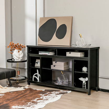 58 Inch TV Stand With Adjustable Shelves, Black Entertainment Centers & TV Stands at Gallery Canada