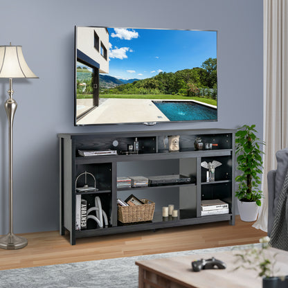 58 Inch TV Stand With Adjustable Shelves, Black Entertainment Centers & TV Stands at Gallery Canada