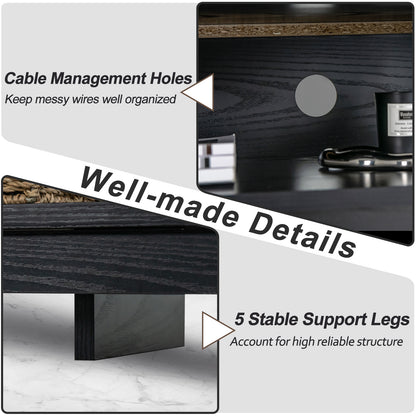 58 Inch TV Stand With Adjustable Shelves, Black Entertainment Centers & TV Stands at Gallery Canada