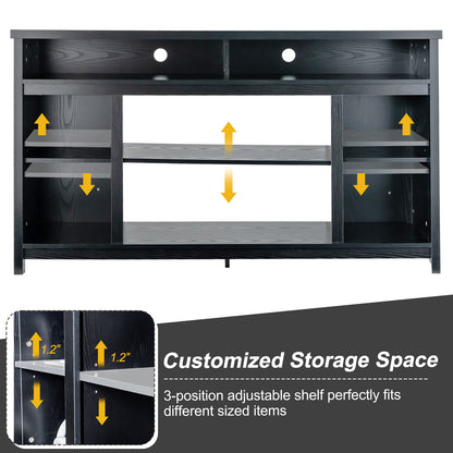58 Inch TV Stand With Adjustable Shelves, Black Entertainment Centers & TV Stands at Gallery Canada
