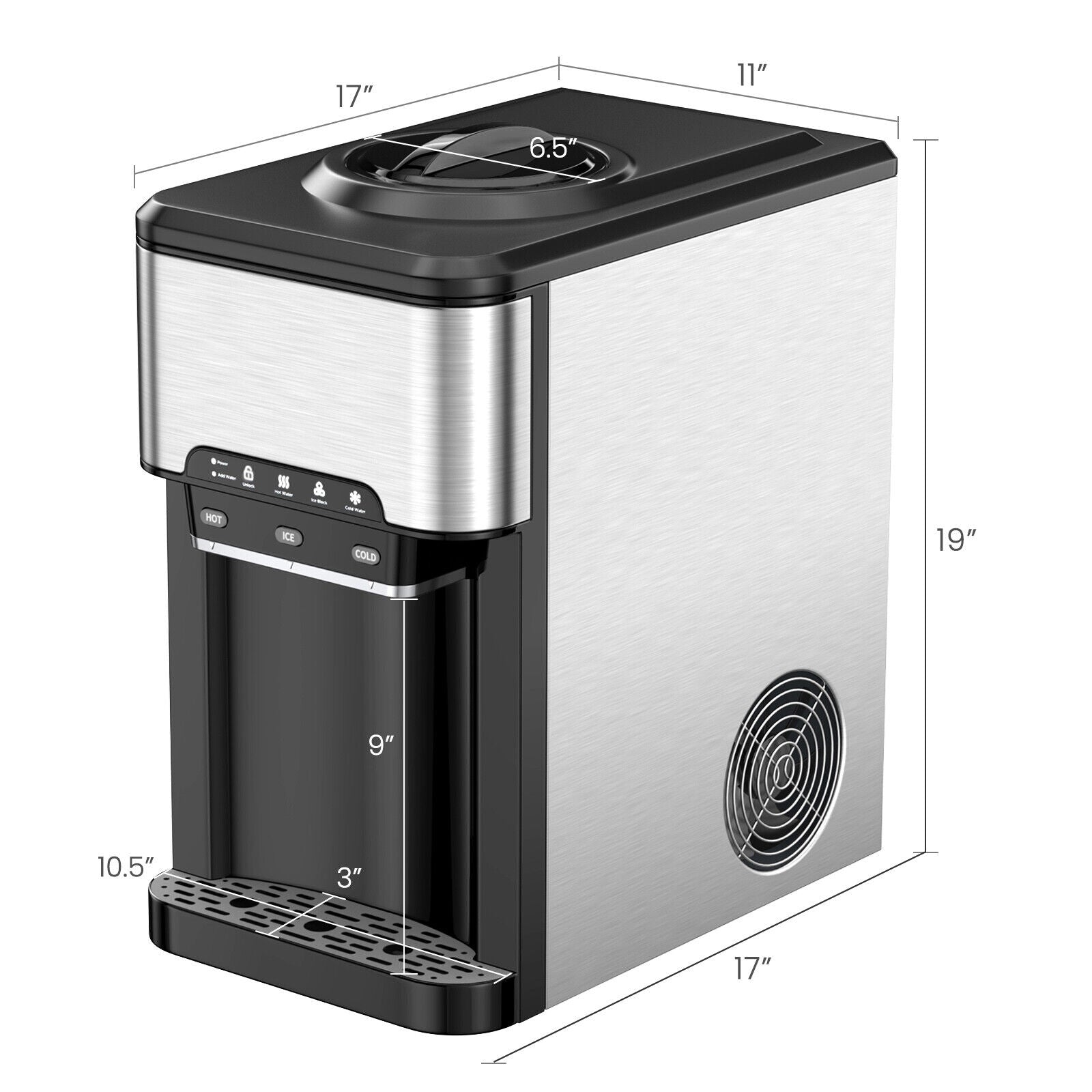 3-In-1 Water Cooler Dispenser With Ice Maker, 3 Temperature Settings, Silver Water Dispensers at Gallery Canada