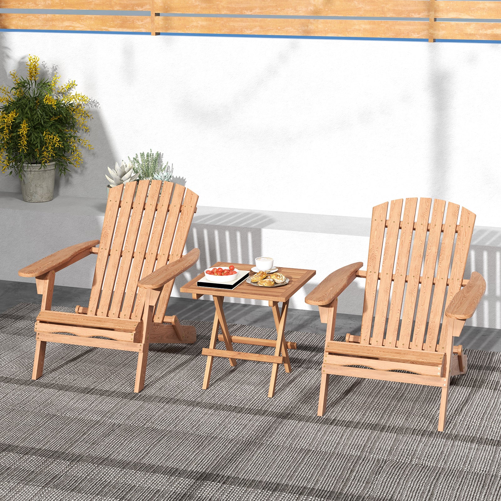 Square Folding Table, Teak Wood Slatted Tabletop, Portable Picnic, Teal Patio Coffee Tables at Gallery Canada