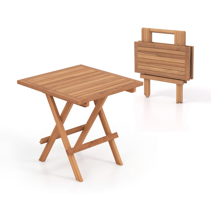 Square Folding Table, Teak Wood Slatted Tabletop, Portable Picnic, Teal Patio Coffee Tables at Gallery Canada