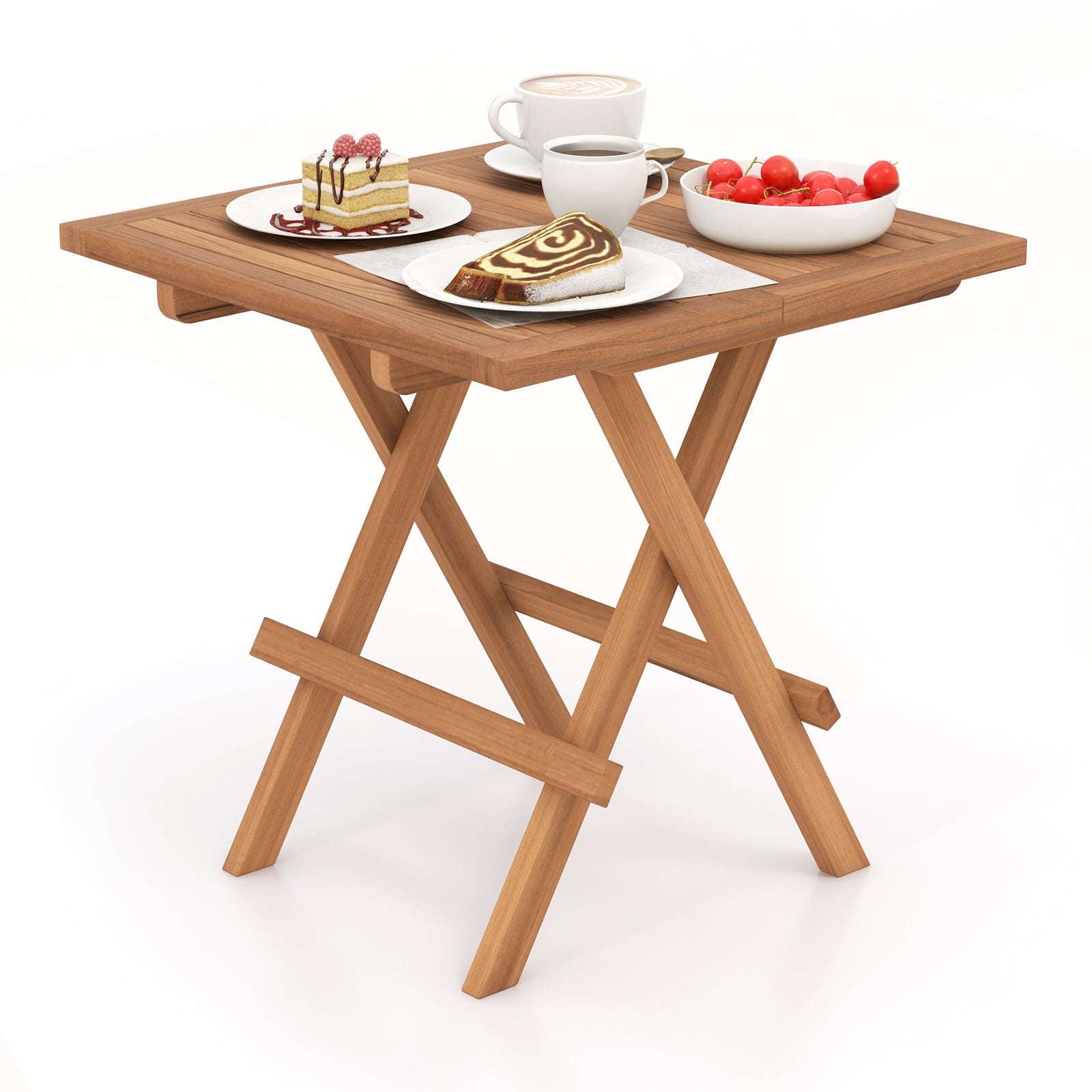 Square Folding Table, Teak Wood Slatted Tabletop, Portable Picnic, Teal Patio Coffee Tables Teal at Gallery Canada