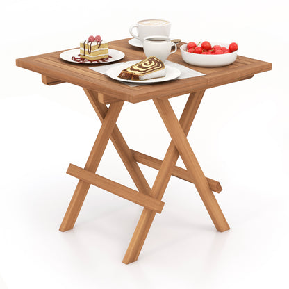 Square Folding Table, Teak Wood Slatted Tabletop, Portable Picnic, Teal Patio Coffee Tables at Gallery Canada