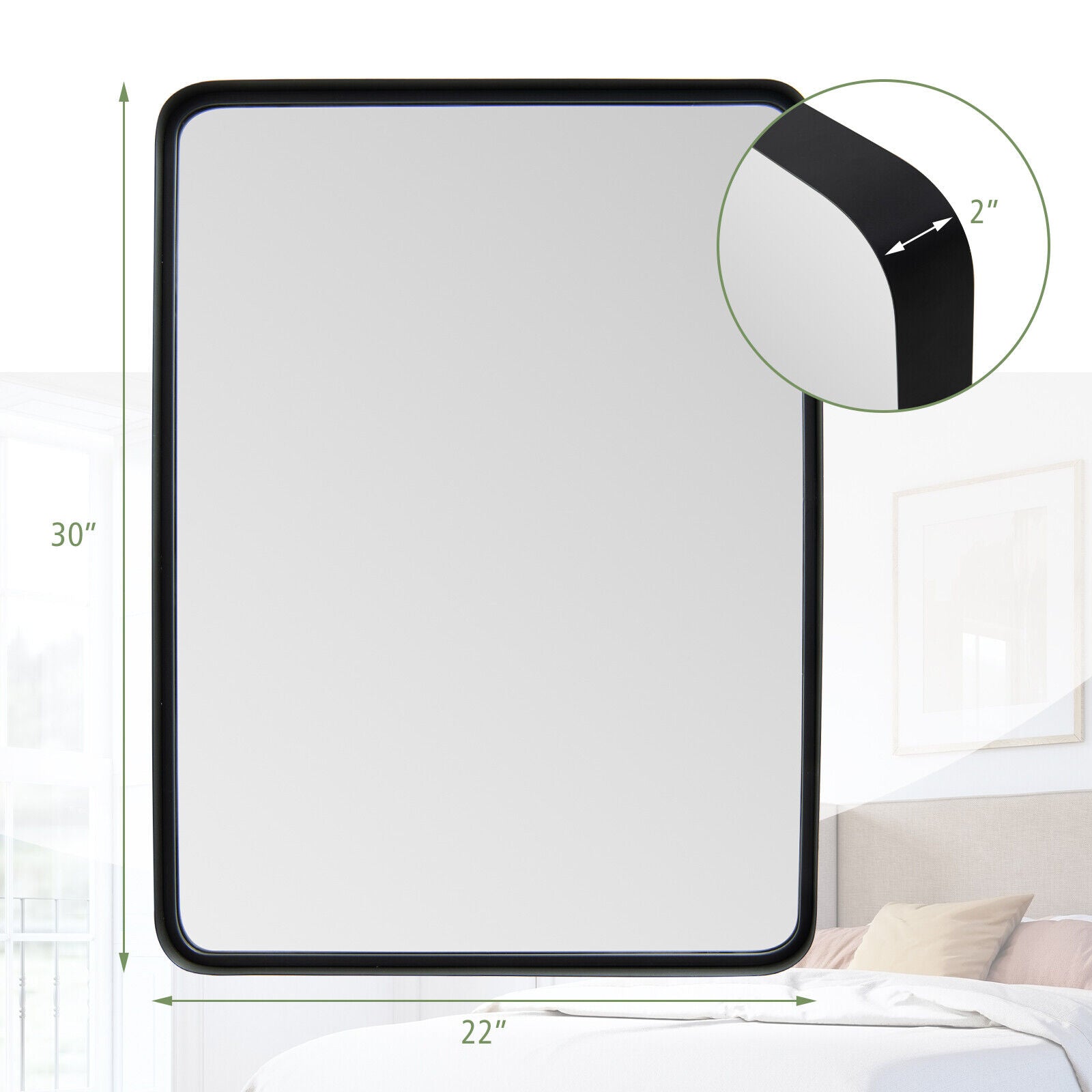 Rectangular Wall Mount Bathroom Mirror, Solid Steel Frame, M, Black Wall Mirrors at Gallery Canada