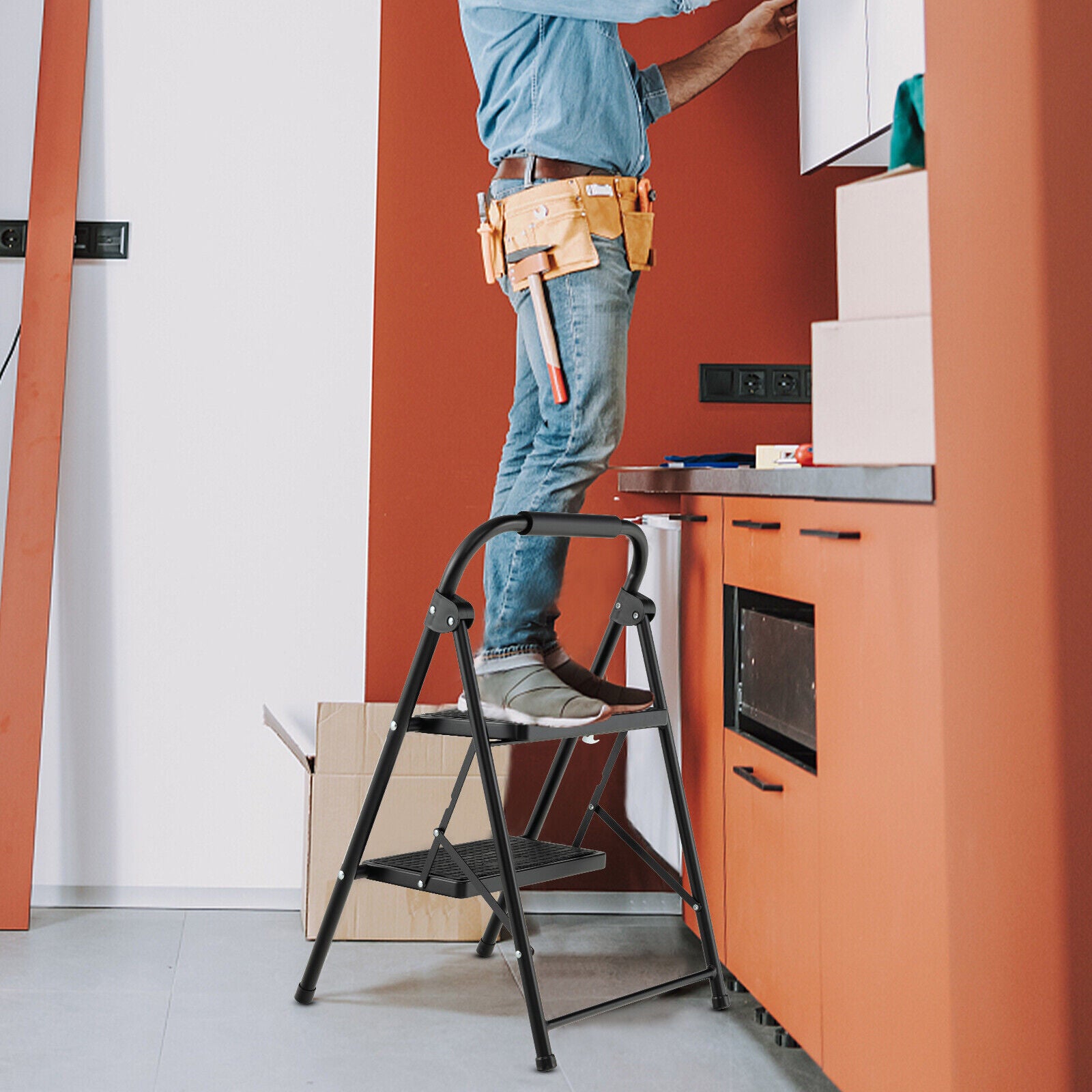 2-Step Ladder, Wide Anti-Slip Pedal, Black Ladders at Gallery Canada