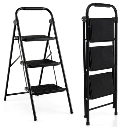 3-Step Ladder, Wide Anti-Slip Pedal, Black Ladders Black at Gallery Canada