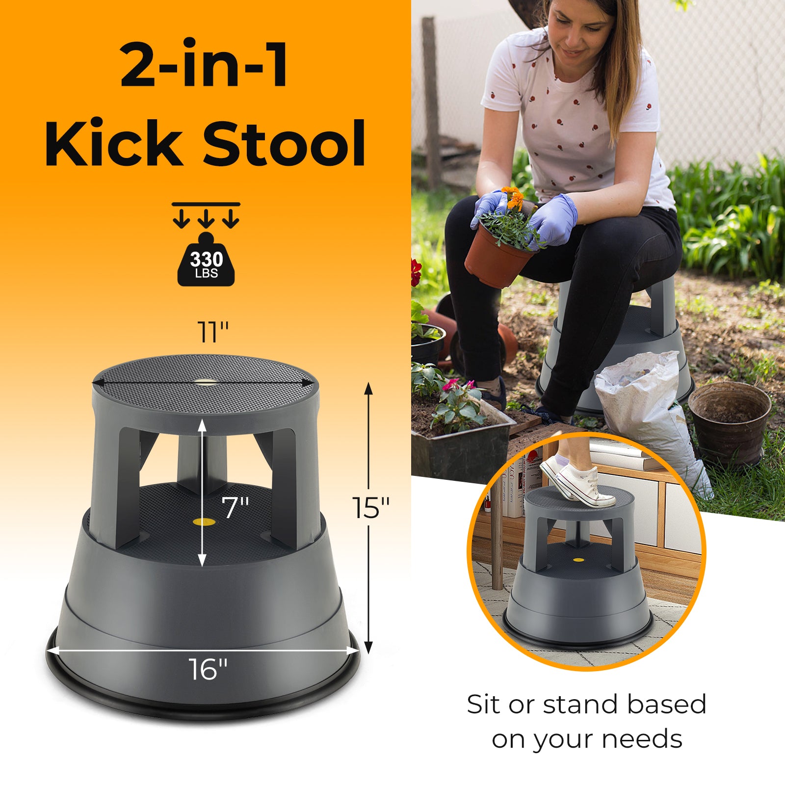 330 lbs Step Stool, Non-Slip Rubber Platform, Black Kitchen Utensils at Gallery Canada