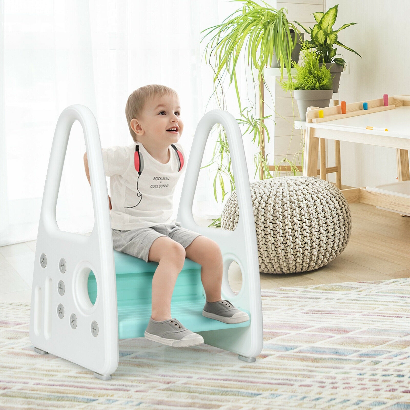 Kids Step Stool With Armrest, Blue Toddler & Kids Furniture at Gallery Canada