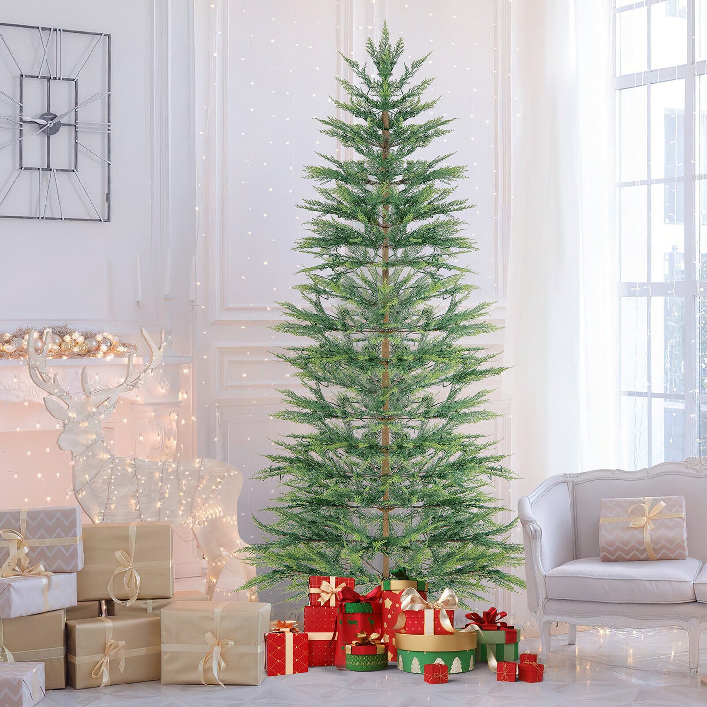 6.5/7.5 Ft Pre-lit Artificial Cypress Christmas Tree, Green Christmas Tree at Gallery Canada