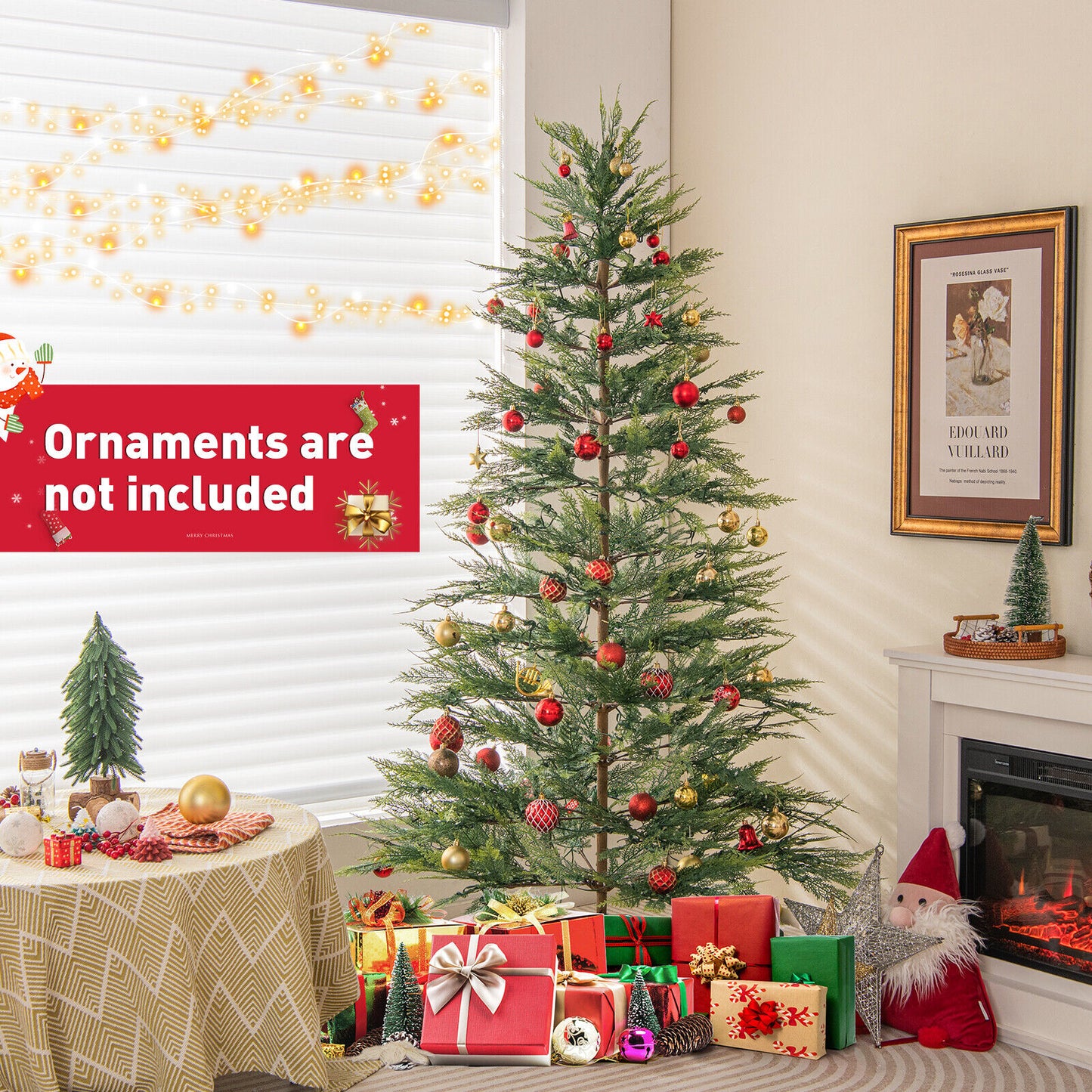 6.5/7.5 Ft Artificial Cypress Christmas Tree Pre-Lit Hinged Christmas Tree at Gallery Canada